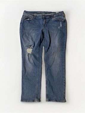 Old Navy 14R Boyfriend Straight distressed blue jeans